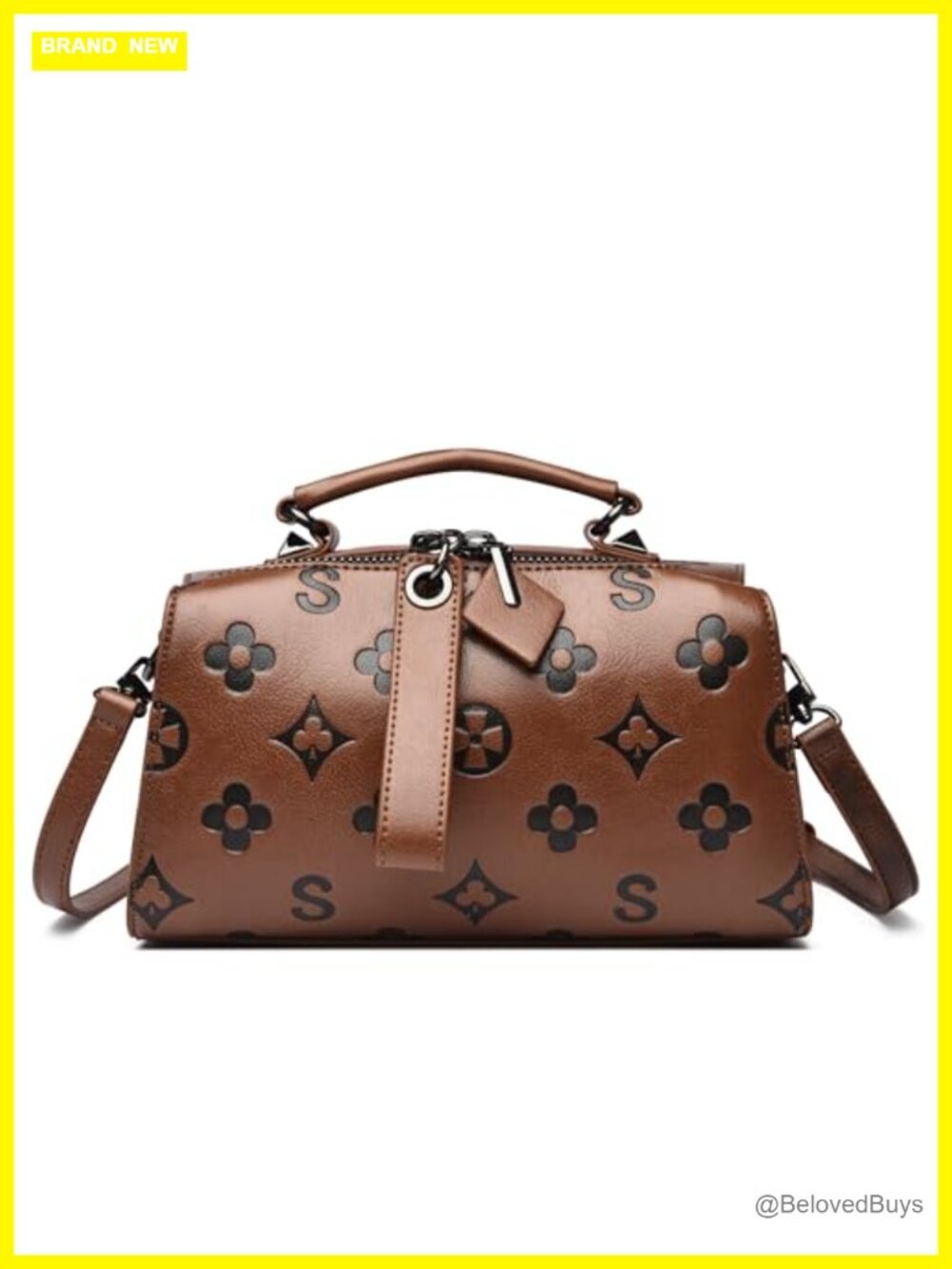 Small Faux Leather Embossed Crossbody Top Handle Satchel